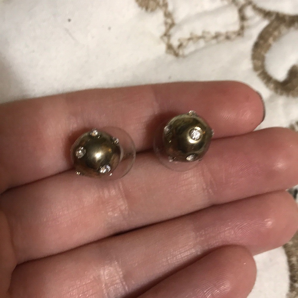 Gold/silver ball earrings with stones